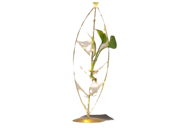 Metal Leaf Glass Flower Vase