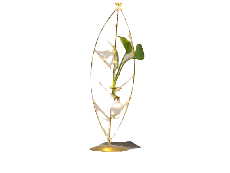 Metal Leaf Glass Flower Vase