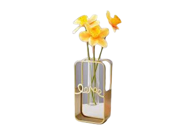 Glass Flower Vase with Metal Stand