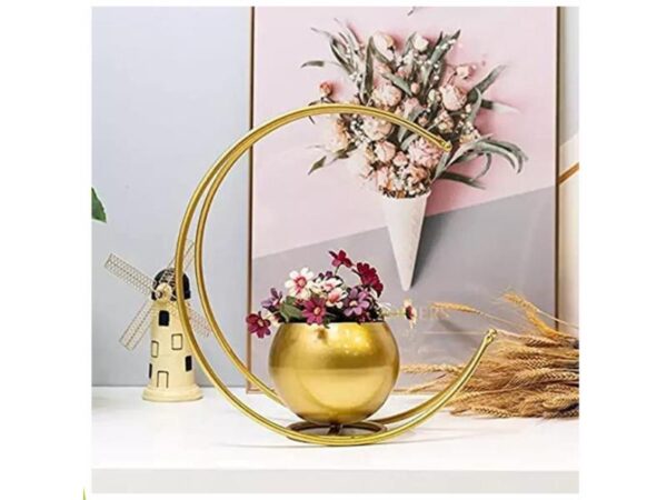 Metal Moon Shaped Flower Vase