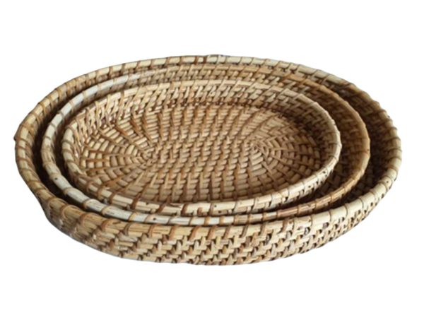 Oval Cane Tray -  Set of 3