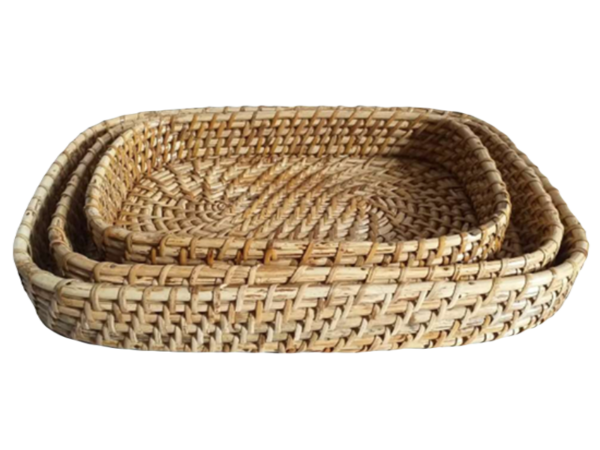 Rectangular Cane  Tray -  Set of 3